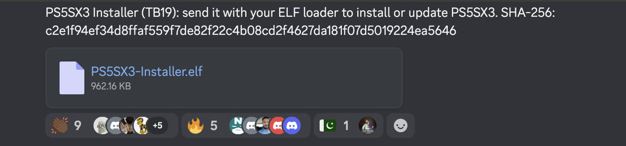 Arquivo PS5SX3-Installer.elf no Discord