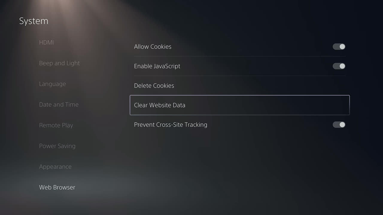 Opções do navegador da Web: excluir cookies e limpar dados do site