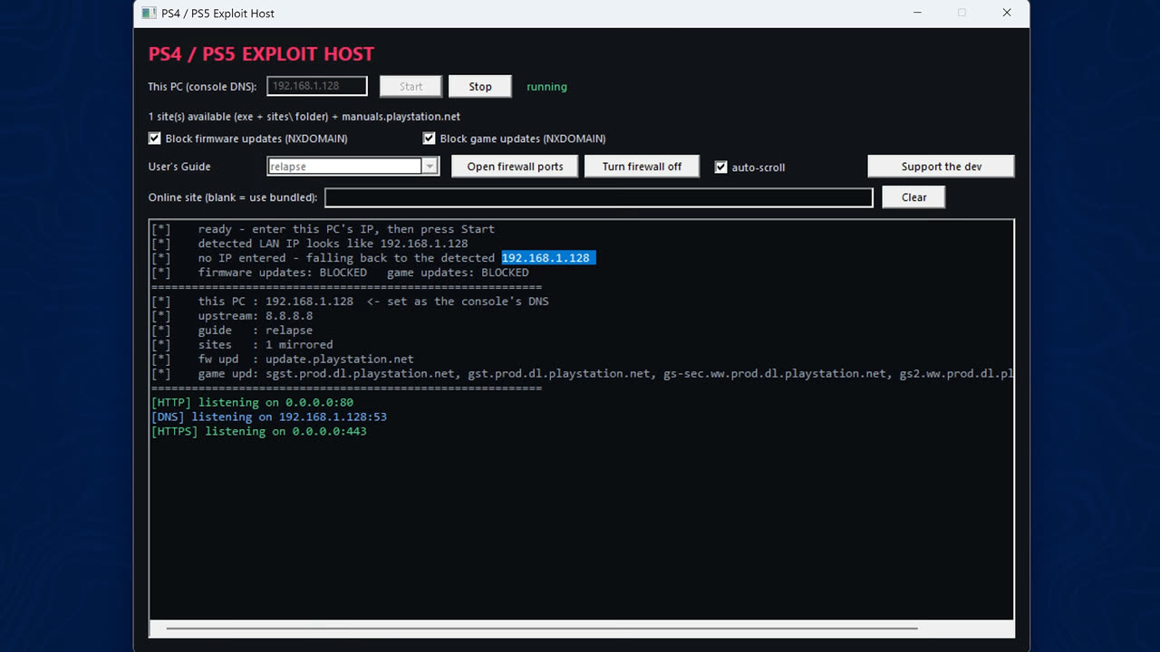 PS4/PS5 Exploit Host rodando no PC