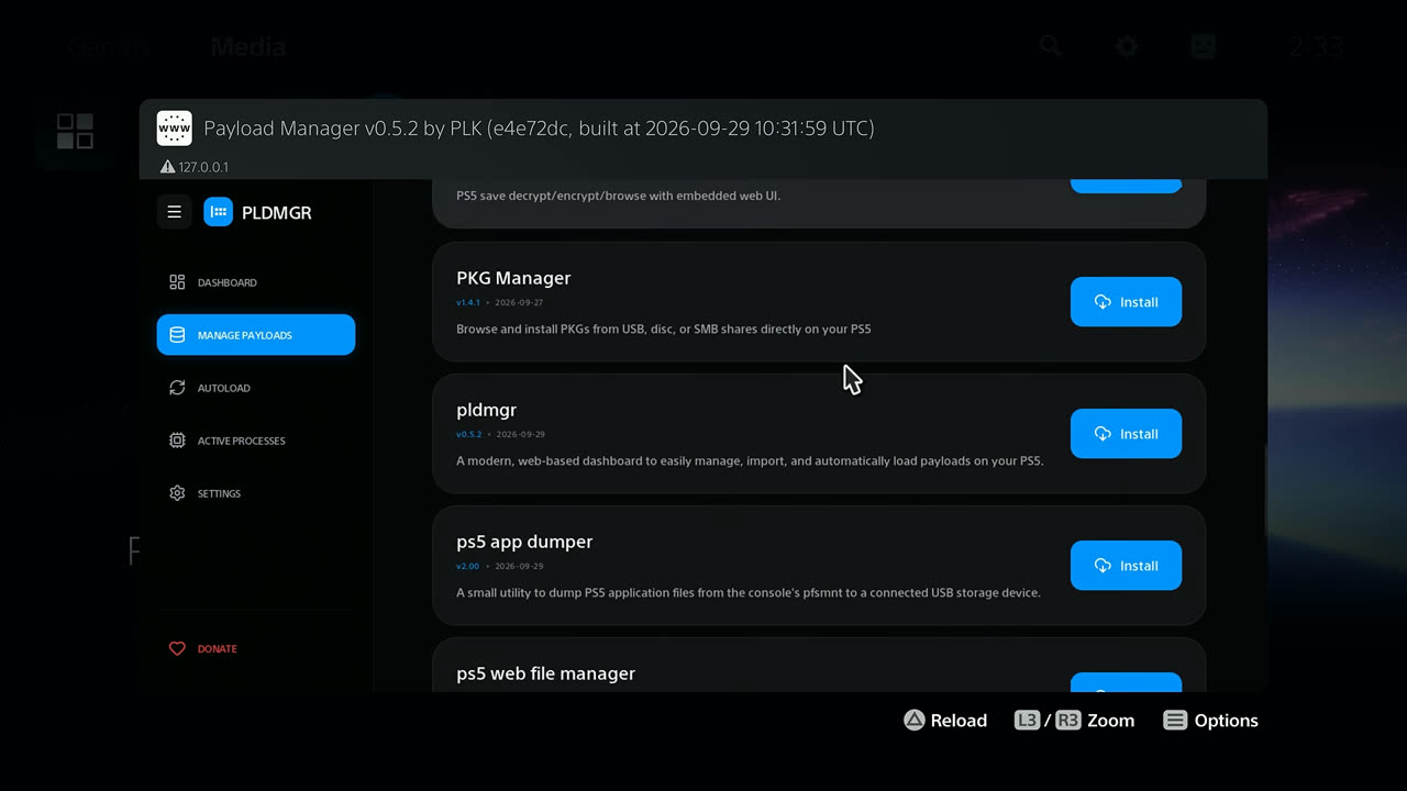 Web File Manager mostrando o pendrive em /mnt/usb0